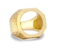 (X) Jewelco London Men's Solid 9ct Yellow Gold 3/4oz Crocodile Skin Octagon Bezel Half Sovereign Coin Mount Ring - JRN556-H