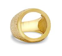 (X) Jewelco London Men's Solid 9ct Yellow Gold 3/4oz Crocodile Skin Round Bezel Half Sovereign Coin Mount Ring - JRN555-H