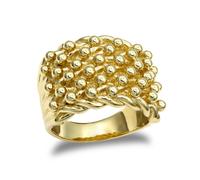(X) Jewelco London Men's Solid 9ct Yellow Gold 6 Row King George III Keeper Guard Rope Edge Ring - JRN083