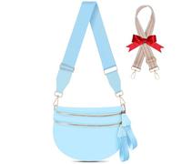 X-KIDS Checkered Crossbody Bag Bum Bags for Women Large Nylon Checkered Purse Fanny Packs Sling Bag, Bonus with a Extra Strap, Blue
