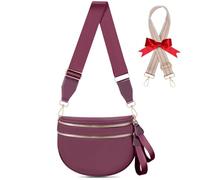 X-KIDS Checkered Crossbody Bag Bum Bags for Women Large Nylon Checkered Purse Fanny Packs Sling Bag, Bonus with a Extra Strap, Chocolate Red
