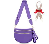 X-KIDS Checkered Crossbody Bag Bum Bags for Women Large Nylon Checkered Purse Fanny Packs Sling Bag, Bonus with a Extra Strap, Dark Purple