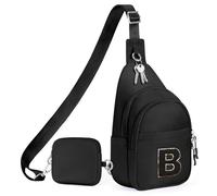 X-KIDS Initial Fanny Pack for Teen Girls Cute Crossbody Bag Sling Purse Personalized Gift for Tween Girl Kids 6-14 Years Old, Black, B