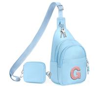 X-KIDS Initial Fanny Pack for Teen Girls Cute Crossbody Bag Sling Purse Personalized Gift for Tween Girl Kids 6-14 Years Old, Blue, G
