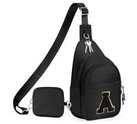 X-KIDS Initial Fanny Pack for Teen Girls Cute Crossbody Bag Sling Purse Personalized Gift for Tween Girl Kids 6-14 Years Old, Black, A