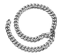 X/L Hip Hop Necklace Xxxtentacion Adjustable Choker Cuban Link Chain With Tail Rapper Men's Miami Stainless Steel Necklace for Xxxtentacion (Color : A, Size : 19mm/46cm)