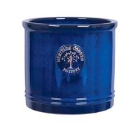X Large 37cm Blue Heritage Cylinder Garden Ceramic Planter Plant Flower Pot - Frost Proof