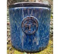 X Large 37cm Dark Blue Mottled Heritage Garden Ceramic Planter Plant Flower Pot - Frost Proof