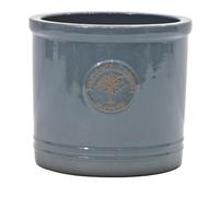 X Large 37cm Stone Blue Heritage Cylinder Garden Ceramic Planter Plant Flower Pot - Frost Proof
