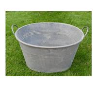 X Large Decorative Round Vintage Galvanised Metal Pan Tub Flower Pot Planters 59cm