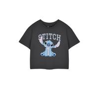 (X-Large) Disney Lilo & Stitch Cropped Short Sleeved T-Shirt (Womens Grey)