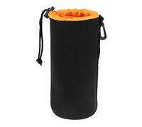 X-Large Drawstring Lens Pouch with Thick Padding and Soft Plush Interior, Protective Storage Cover Compatible with Canon Nikon Sony DSLR Lenses, Black