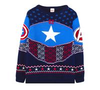Captain America Marvel Christmas Jumper Shield Blue/Red Knitted Sweater