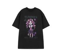 Monster High Womens Black Short-Sleeved T-Shirt | Clawdeen Wolf Howl Feet Print Graphic Tee for Adults Brand Apparel | Cartoon TV Series Merchandise Gift