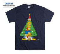 (X-Large, Navy) Christmas Tree The Simpsons Characters Black Women T Shirt T-Shirt Tshirt Top