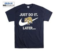 (X-Large, Navy) Just Do It. Later Lazy Animal Funny Parody Men Women Unisex Top T Shirt T-Shirt Tshirt