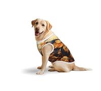 X-Large Pets Cotton Vest - Soft Lightweight T-Shirts,Orange Yellow Butterfly Field Flowers Print Sleeveless Tank Top Clothes for Medium Large Dogs