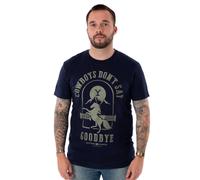 Yellowstone Men's Short-Sleeve T-Shirt | Dutton Ranch Official Merchandise of The Acclaimed US TV Show | Cowboys Goodbye - Stylish and Comfortable Navy Tee for Men
