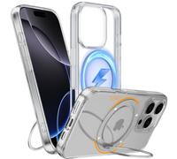 X-level for iPhone 16 Pro Case for Magsafe, Clear Slim Phone Case with Invisible Stand, Military Grade Stand Protection, Anti-Fingerprint Magnetic Mobile Phone Case for iPhone 16 Pro, Transparent