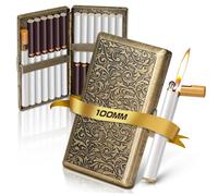 X-lighter Vintage Cigarette Case With Lighter For 100's ，smell Proof, Retro Metal Cigarette Cases Holder 100s King Size