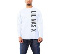 X Lil Nas Men's Vertical Text Long-Sleeved T-Shirt in White | Size: XL X Lil Nas White XL