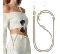X-Lounge Phone Lanyards For Around The Neck, Crossbody Cell Phone Strap with Premium Metal Buckles Universal Neck Strap Holder with Clear Phone Patches For All Smartphones-Khaki