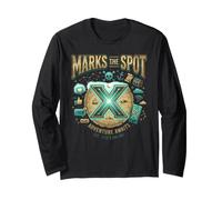 X Marks The Spot Adventure Awaits Nautical Digital Treasure Long Sleeve T-Shirt