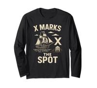 X Marks the Spot - Pirate Gym Workout Treasure Fitness Hunt Long Sleeve T-Shirt