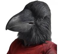 x-merry toy Realistic Latex Crow Mask for Adults - Full Head Raven Halloween Costume Mask with Horror Beak, Animal Cosplay Party Carnival Props