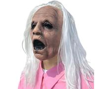 x-merry toy Realistic Latex Old Lady Mask for Adults - Women Full Face Horror Masks Halloween Party Cosplay Costume Haunted House Props