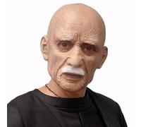 x-merry toy Realistic Latex Old Man Mask Adults Full Face Bald Head Helmet with Wrinkles Scary Grandpa Halloween Cosplay Costume Party Props