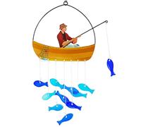 X-PREK 21" Fish Wind Chimes for Outside, Blue Sea Glass Wind Chimes Garden Decor, Windchimes Outdoors Suncatcher Gift for Women, Mom, Grandma, Unisex