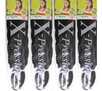 X-Pression 1B 4 PACK XPRESSION LAGOS BRAID Pre-Pulled Hair Extension, Braiding Hair, 42″ & 46″ Pack, (Colour 1B, Natural Black), 4.0 count
