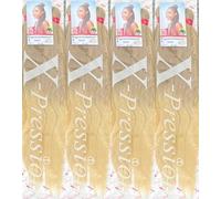 X-PRESSION 4 UNITS Colour 27/613 XPRESSION LAGOS BRAID Pre-Pulled Hair Extension, 46" Pack (2 IN A PACK), Blonde, Medium Blonde/Platinum Blonde