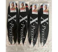 X-PRESSION COLOUR 1B, 4 PACKS XPRESSION 46 INCH PRE STRETCHED/PRE PULLED XPRESSION LAGOS BRAIDS XPRESSION 46” COLOUR 1B (Natural Black )
