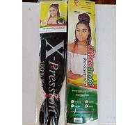 x-pression Pre-Stretched Synthetic Braiding Hair Extension, Color 1B, Ready To Install, Sew-In, 1B, Hair Extension
