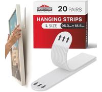 X-Protector Picture Hanging Strips - 20 Pairs Damage Free Picture Hangers - Self Adhesive Picture Hangers Without Nails - Heavy Duty wall Adhesive - Walls Sticky for Hanging Up to 9 KG (Size L)