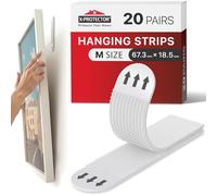 X-Protector Picture Hanging Strips - 20 Pairs Damage Free Picture Hangers - Self Adhesive Picture Hangers Without Nails - Heavy Duty wall Adhesive - Walls Sticky for Hanging Up to 7 KG (Size M)
