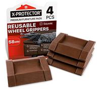 X-PROTECTOR Premium Furniture Cups 4 PCS. Rubber Caster Cups Furniture Coasters - Floor Protectors for All Floors & Wheels. Protect Your Floors & Stop Furniture with Ideal Bed Stoppers!