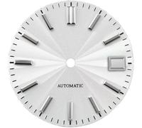 X psblty 28.5mm Sunburst Watch Dial No Lume Stainless Steel Silver Index Fit for NH35 NH36 4R 6R 7S 34 Movement Classic Watch Accessories(White)
