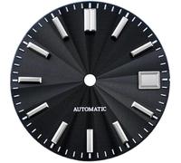 X psblty 28.5mm Sunburst Watch Dial No Lume Stainless Steel Silver Index Fit for NH35 NH36 4R 6R 7S 34 Movement Classic Watch Accessories(Black)