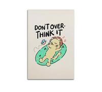 X psblty Don't over Think It Poster Wall Art Cute Cat Funny Romance Motivational Canvas Poster Modern Wall Art for Living Room Bedroom Dorm Home Decoration 24x36inch(60x90cm) Unframe-style