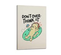X psblty Don't over Think It Poster Wall Art Cute Cat Funny Romance Motivational Canvas Poster Modern Wall Art for Living Room Bedroom Dorm Home Decoration 12x18inch(30x45cm) Frame-style