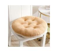 X psblty Fur Car Seat Cover Winter Plush Thick Seat Cushion Home Sofa Office Chair Solid Color Thicken Soft Floor Pads Round And Square(Camel-white (round),50 * 50cm)