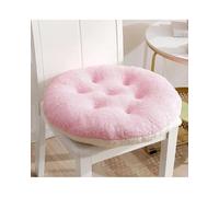 X psblty Fur Car Seat Cover Winter Plush Thick Seat Cushion Home Sofa Office Chair Solid Color Thicken Soft Floor Pads Round And Square(Pinkish-white (round),40 * 40cm)