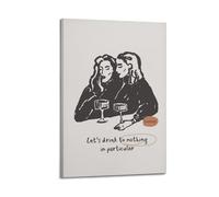 X psblty Let's Drink to Nothing in Particular Bar Cart Wall Art Funny Romance Motivational Canvas Poster Modern Wall Art for Living Room Bedroom Dorm Home Decoration 16x24inch(40x60cm) Frame-style