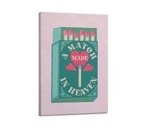 X psblty Match Made in Heaven Green And Pink Funny Romance Motivational Canvas Poster Modern Wall Art for Living Room Bedroom Dorm Home Decoration 12x18inch(30x45cm) Frame-style