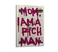 X psblty Mom I Am A Rich Man-Bigcharacter Newspaper Print Funny Motivational Canvas Poster Modern Wall Art for Living Room Bedroom Dorm Decoration 20x30inch(50x75cm) Frame-style