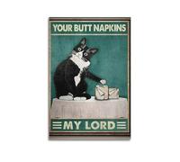 X psblty Your Butt Napkins My Lord-Funny Cat Bathroom Signs Funny Motivational Canvas Poster Vintage Wall Art for Living Room Bedroom Dorm Decoration 20x30inch(50x75cm) Unframe-style