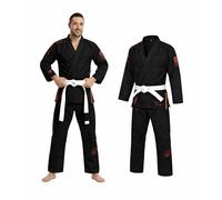 X RAGE Lion King Lightweight BJJ Gi - 400GSM Pearl Weave Brazilian Jiu Jitsu Kimono - Black BJJ Suit with 8oz Twill Pants - Unisex BJJ Uniform for Men & Women, Training & Competition (A1)